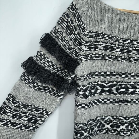 LoveShackFancy Atlas Rosie Sweater Fair Isle Chunky Knit Boho Cottagecore Gray - Picture 7 of 11